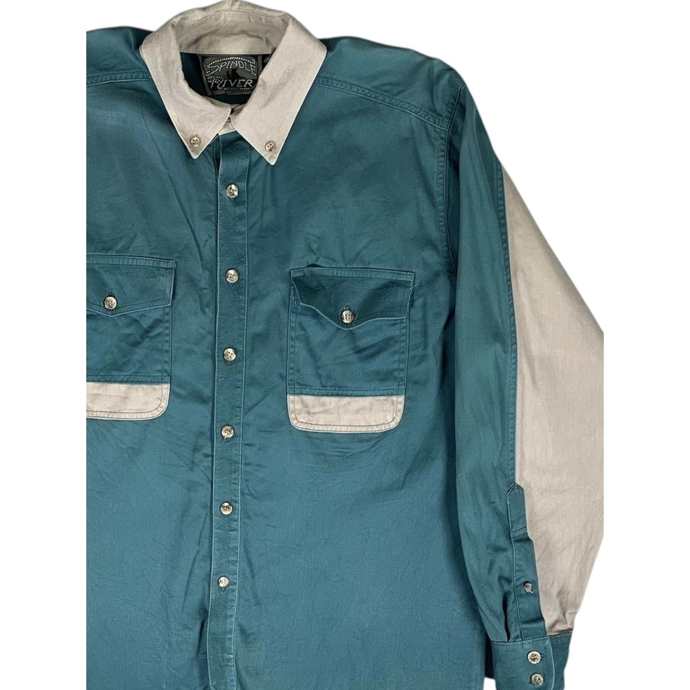 Vintage Spindle River Western Shirt Mens Medium Button Down Cowboy Long Sleeve